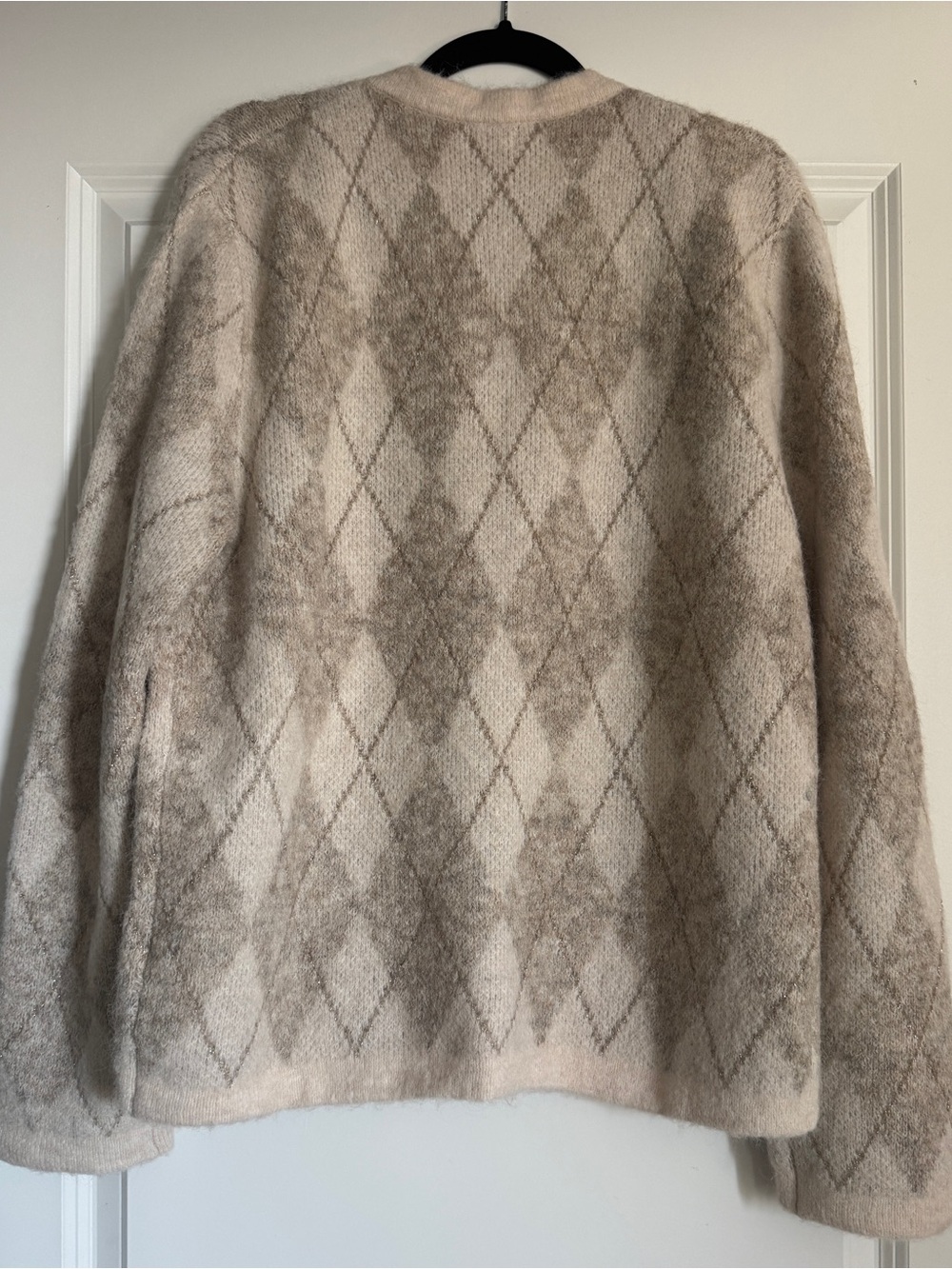NWT! J. CREW FACTORY Women’s Argyle cardigan sweater pale toasted argyle Size XL - Picture 3 of 5